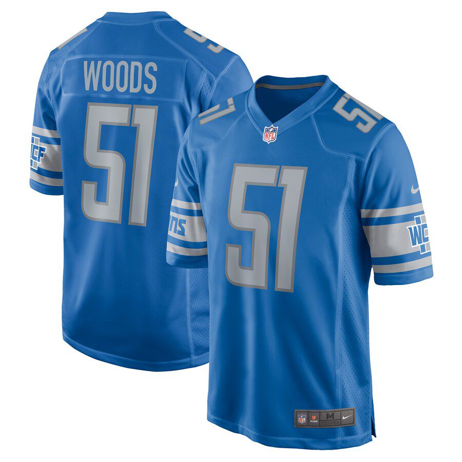 Men Detroit Lions 51 Josh Woods Nike Blue Player Game NFL Jersey